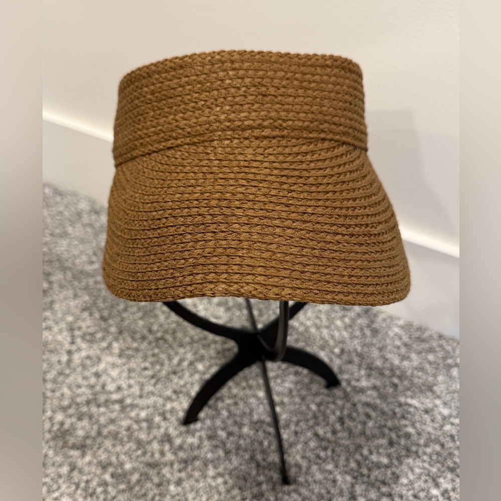 Furtalk Brown Woven Paper Adjustable Visor Hat Summer Outdoor Beach Pool